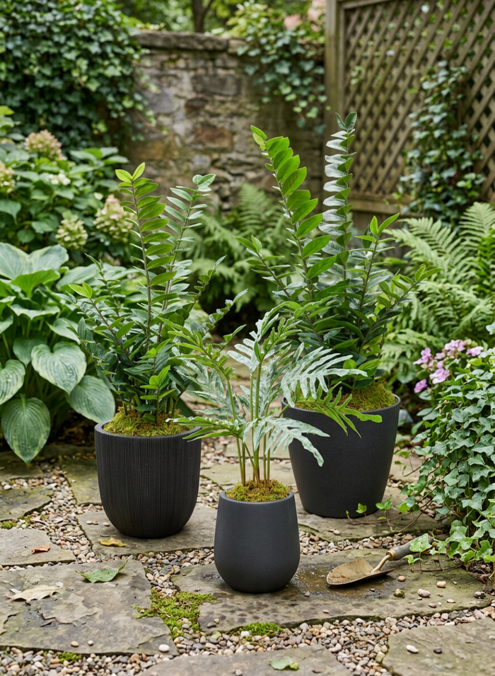 Milano Black Real Look PVC Planter Decor Jamali Garden