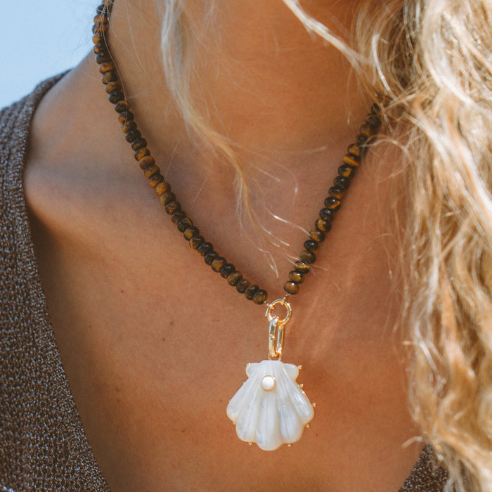 Paloma Tiger's Eye Bead Charm Necklace