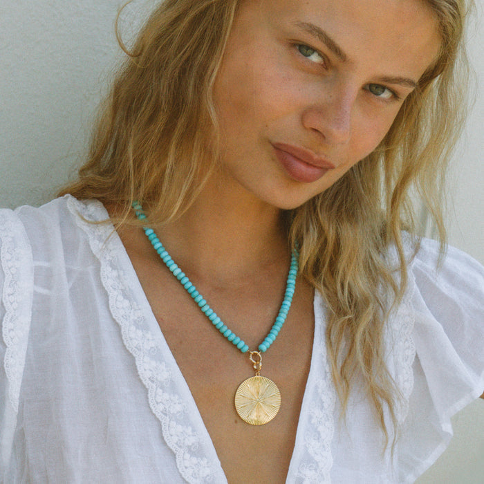 Paloma Turquoise Bead Charm Necklace