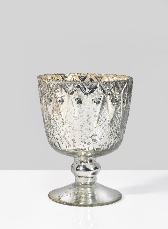 Patterned Silver Mercury Glass Coupes Decor Jamali Garden