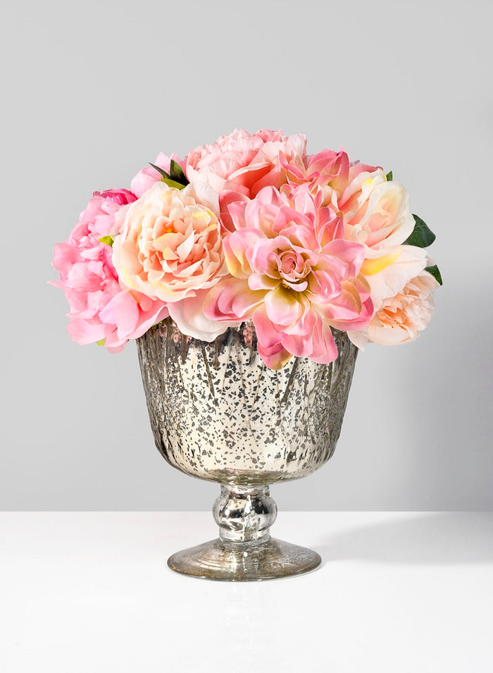 Patterned Silver Mercury Glass Coupes Decor Jamali Garden