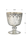 Patterned Silver Mercury Glass Coupes Decor Jamali Garden Silver 7in Tall EACH