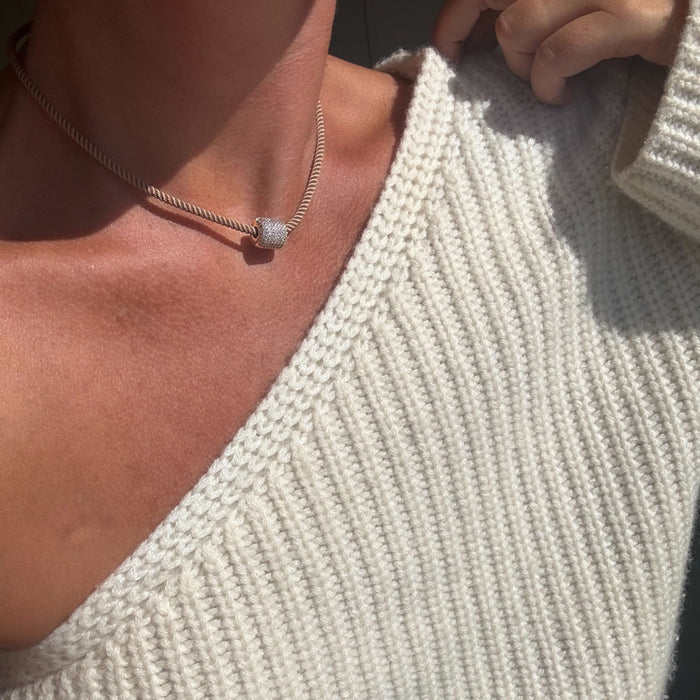 Celine Pavé Silk Cord Necklace
