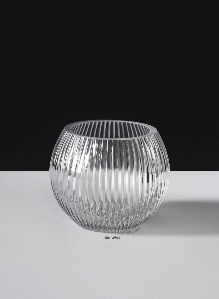 Pleated Glass Fishbowl Vase Decor Jamali Garden Clear Glass 4in Wide EACH