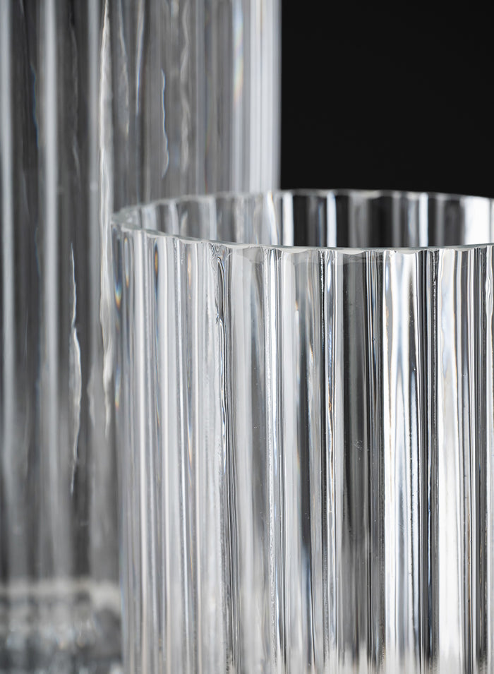 Pleated Glass Pedestal Hurricane Decor Jamali Garden