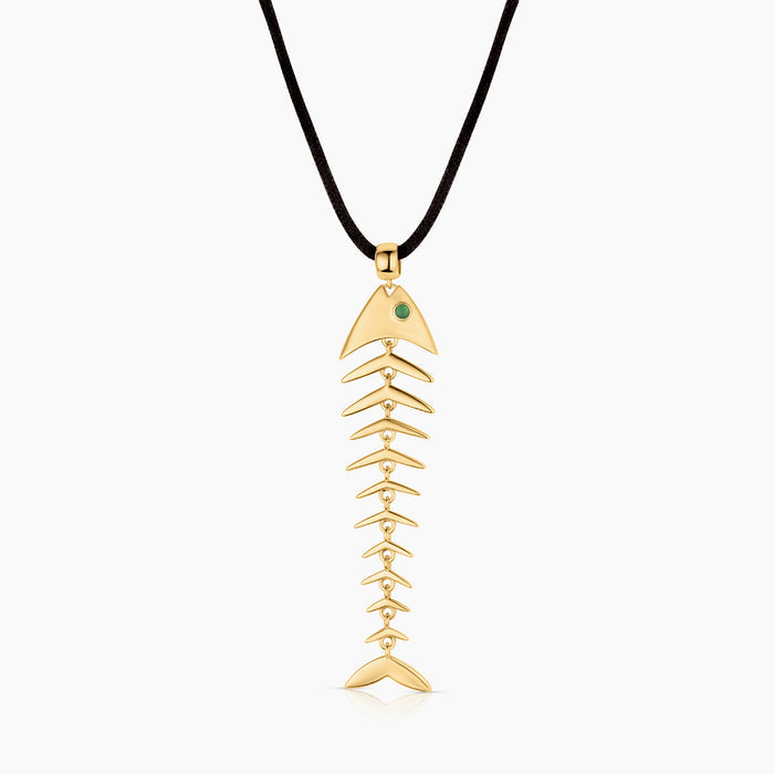 14k Gold Plated / 32" Rya Noir Leather Cord