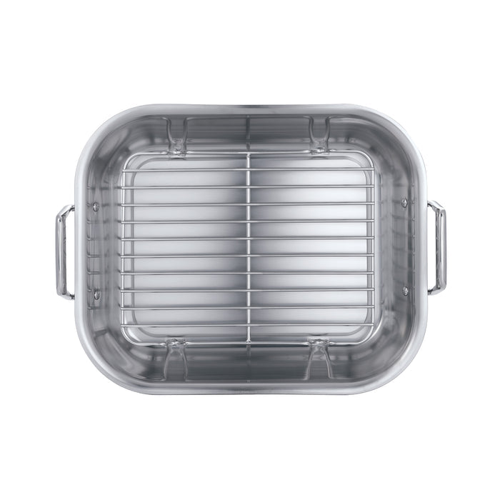 Prima 16.75 in Stainless Steel Flared Edge Roasting Pan - Includes Basting Rack