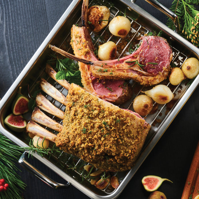Prima Stainless Steel Roasting Pan - Includes Basting Grill