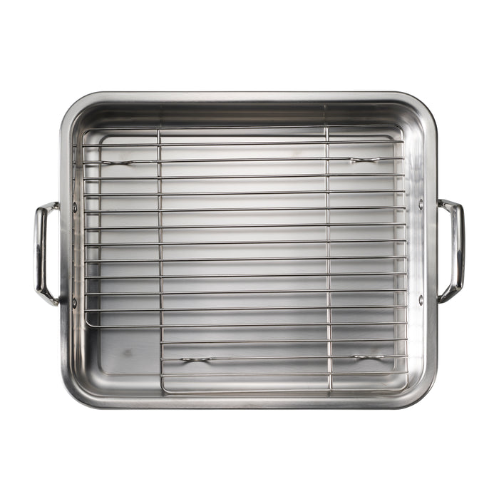 Prima Stainless Steel Roasting Pan - Includes Basting Grill