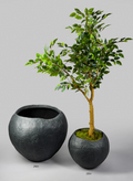 Shirak Poly-Stone Rough Black Planter Decor Jamali Garden