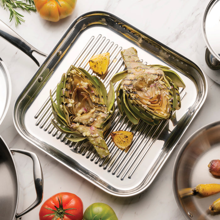 Signature 11 Inch Tri-Ply Clad Stainless Steel Square Grill Pan