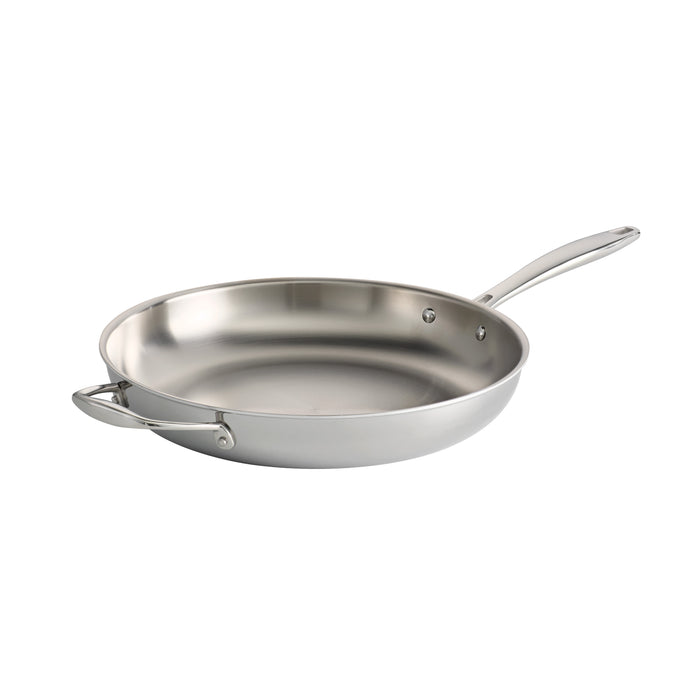 Signature 12 Inch Tri-Ply Clad Stainless Steel Fry Pan with Helper Handle