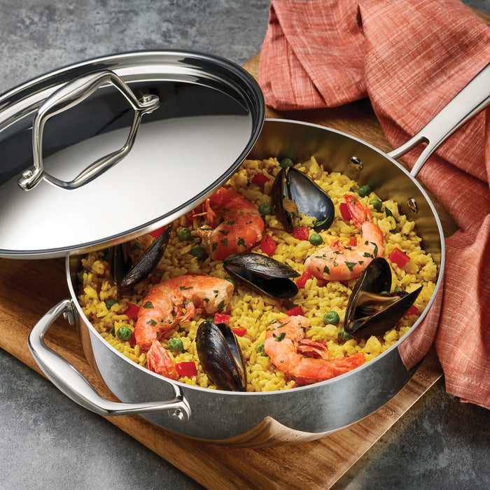 Signature 3 Quart Tri-Ply Clad Stainless Steel Covered Deep Saute Pan