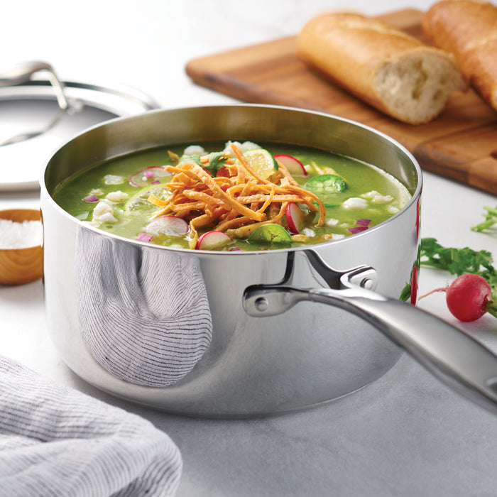 Signature Tri-Ply Clad Stainless Steel Covered Sauce Pan