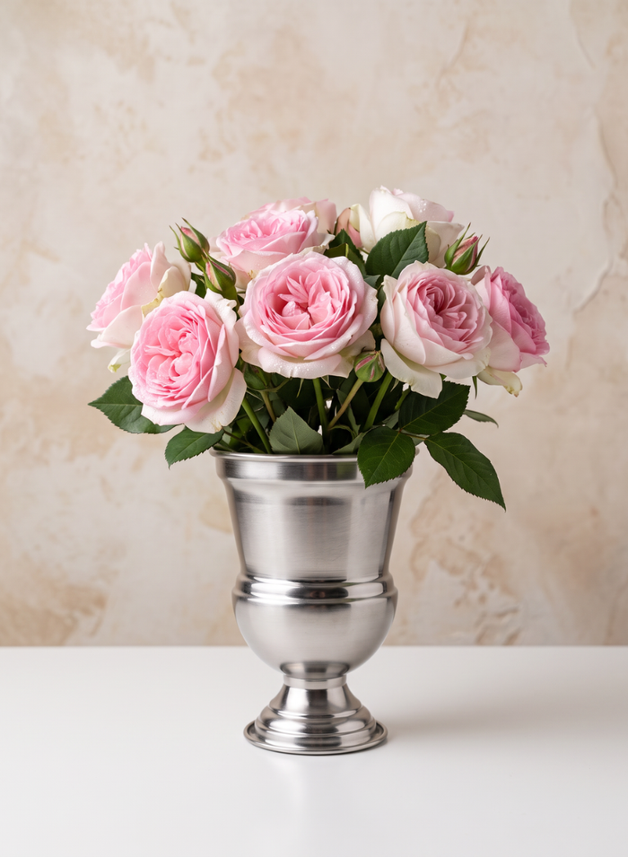 Silver Urn Metal Vase Decor Jamali Garden