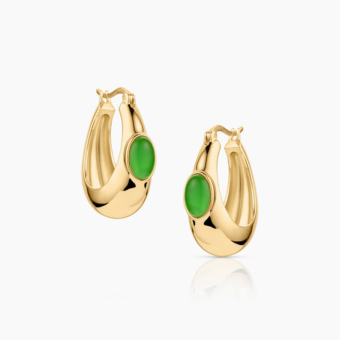 Simone Green Jade Hoop Earrings