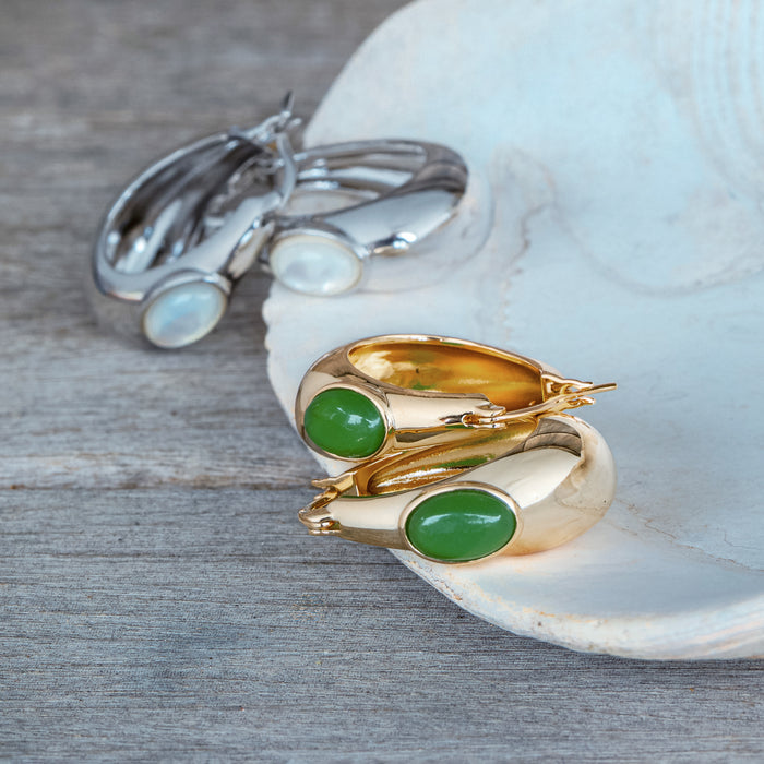 Simone Green Jade Hoop Earrings
