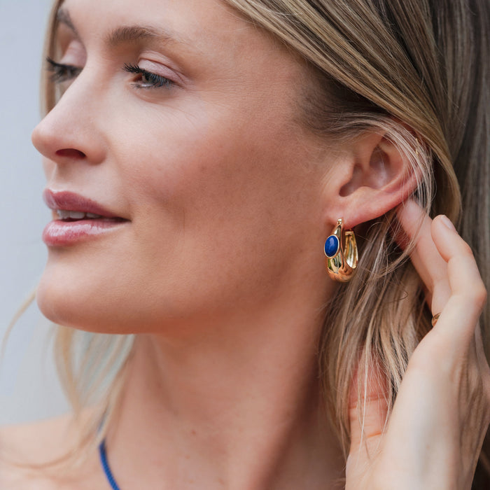 Simone Lapis Hoop Earrings