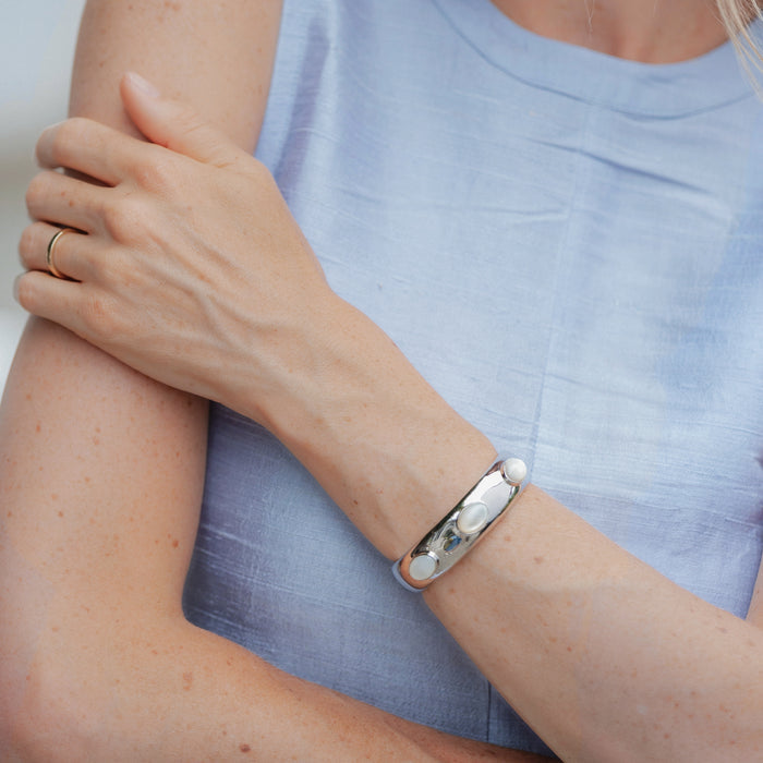 Simone Silver Mother Of Pearl Cuff Bracelet