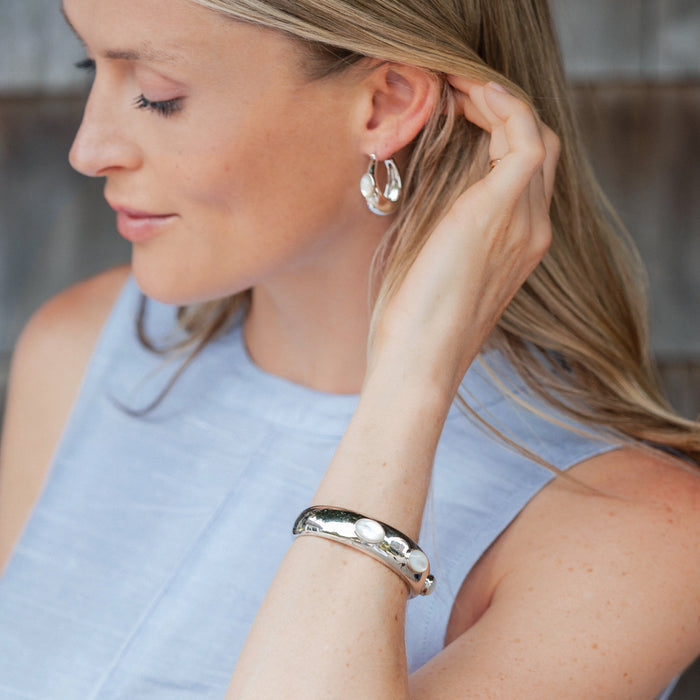 Simone Silver Mother Of Pearl Cuff Bracelet