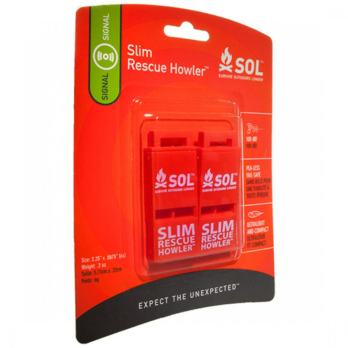 SOL Slim Rescue Howler™ Whistle, 2/Pack