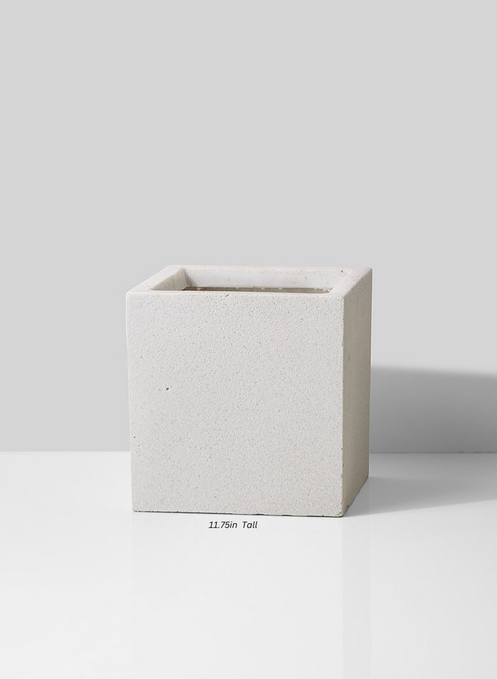Square White Fiber Stone Pot Decor Jamali Garden
