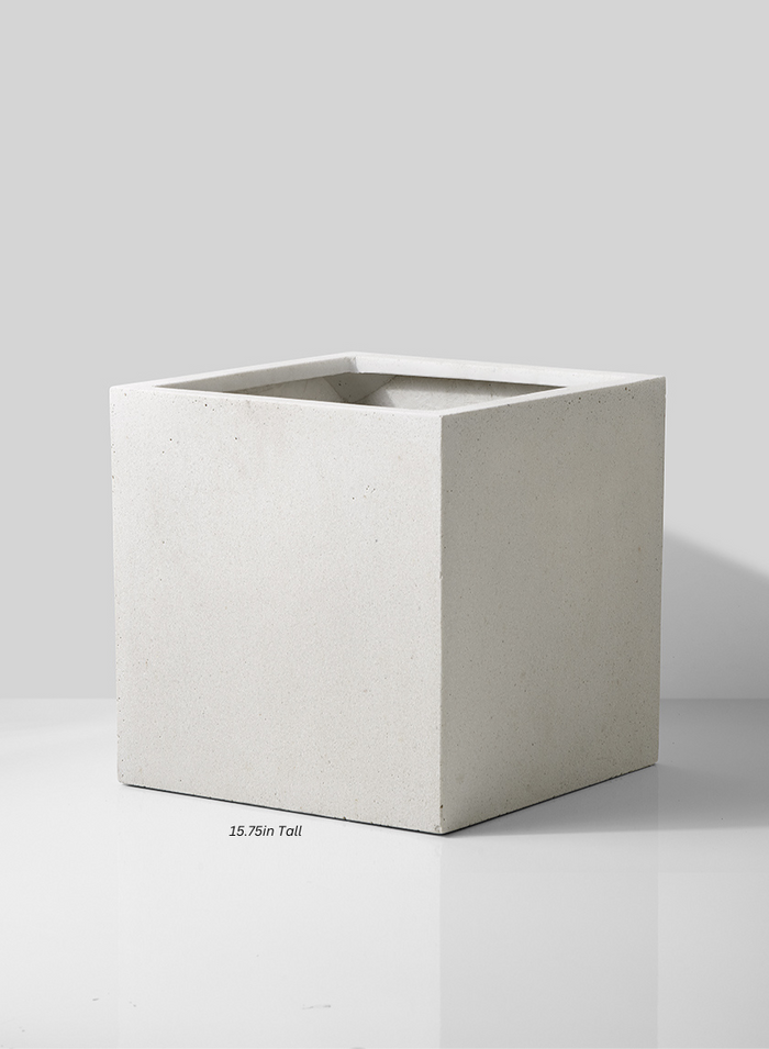 Square White Fiber Stone Pot Decor Jamali Garden