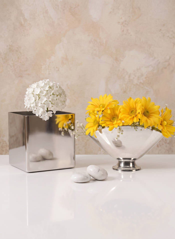 Stainless Steel Cube Vase Decor Jamali Garden