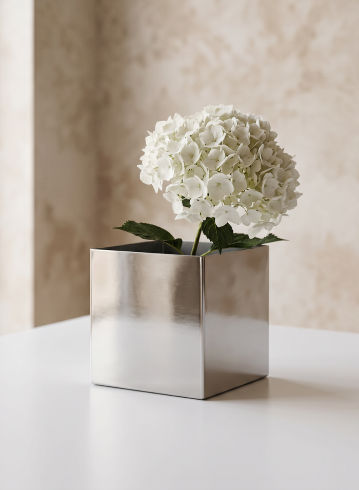 Stainless Steel Cube Vase Decor Jamali Garden