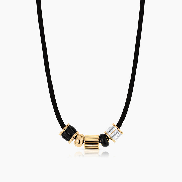 Stellene Bead Leather Cord Necklace