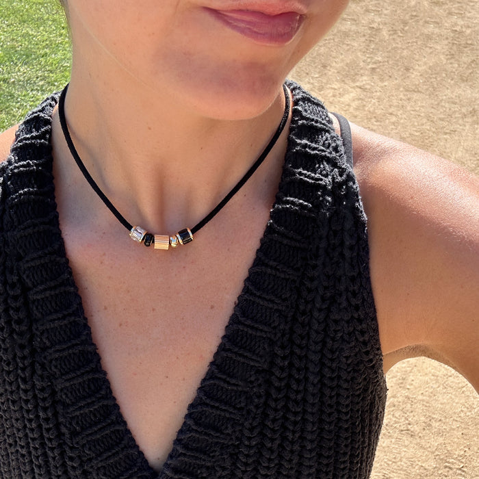 Stellene Bead Leather Cord Necklace