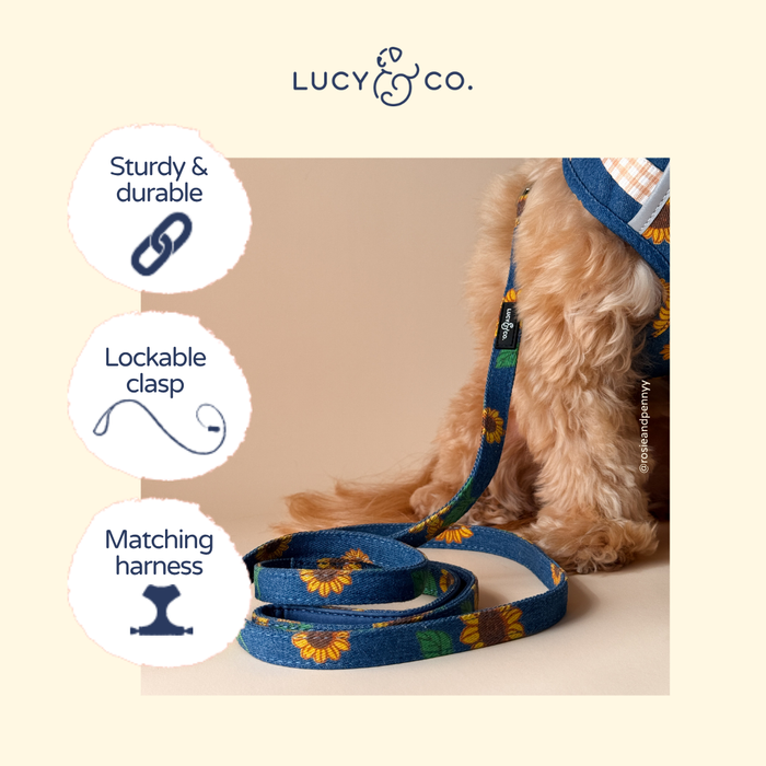 Sunflower Power Denim Leash