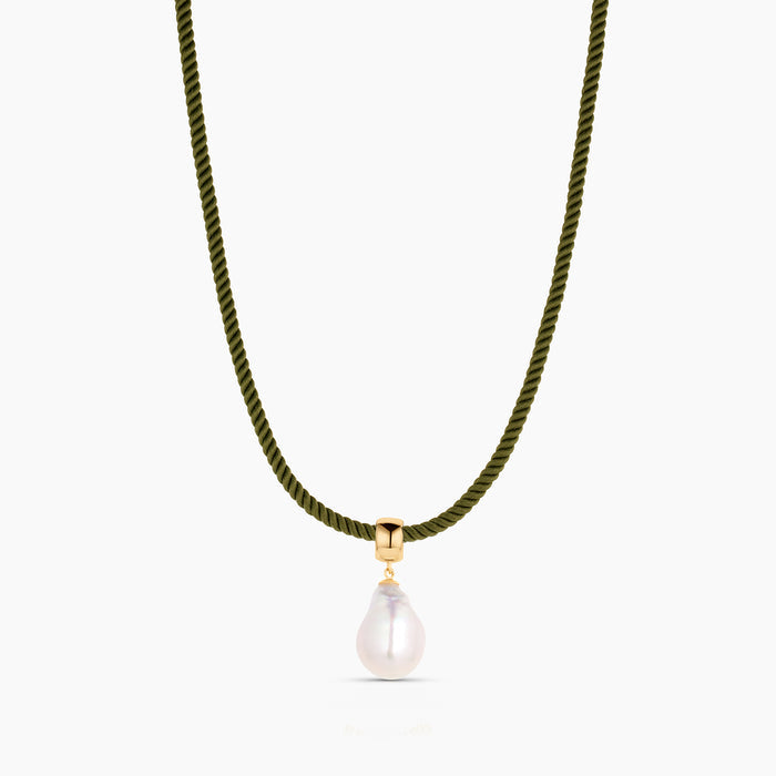 14k Gold Plated / Coco Moss Silk Cord