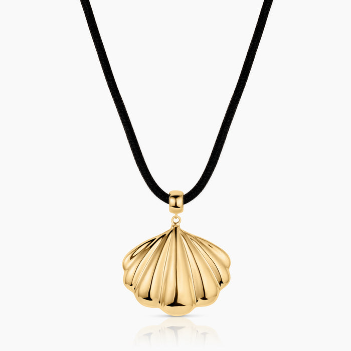 14k Gold Plated / Rya Noir Leather Cord