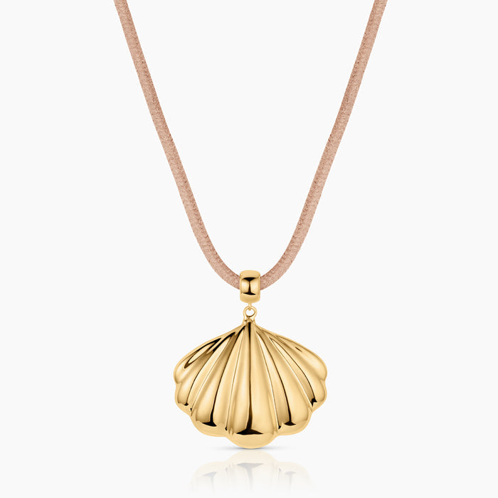 14k Gold Plated / Rya Sand Leather Cord
