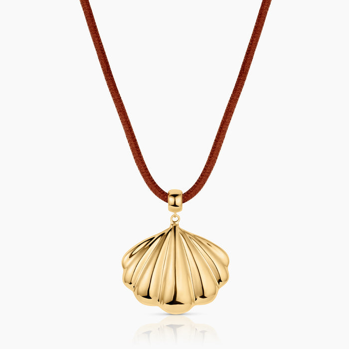 14k Gold Plated / Rya Sienna Leather Cord