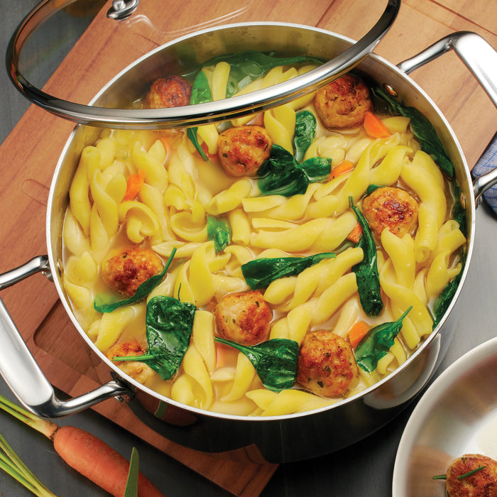 Tri-Ply Clad 5 Quart Stainless Steel Covered Dutch Oven - Glass Lid