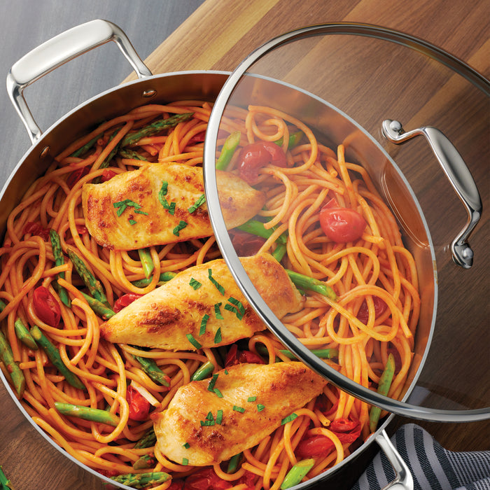 Tri-Ply Clad 6 Quart Stainless Steel Covered Braiser - Glass Lid