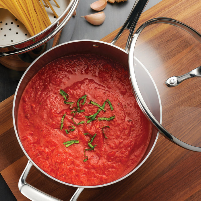Tri-Ply Clad Covered Stainless Steel Covered Sauce Pan - Glass Lid