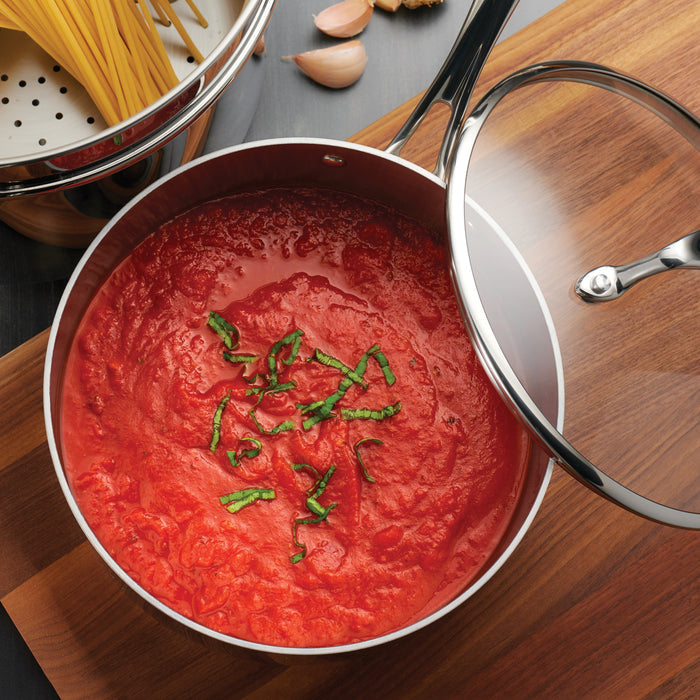 Tri-Ply Clad Covered Stainless Steel Covered Sauce Pan - Glass Lid