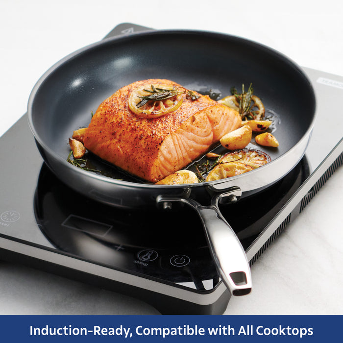 Tri-Ply Clad Stainless Steel Ceramic Nonstick Fry Pan