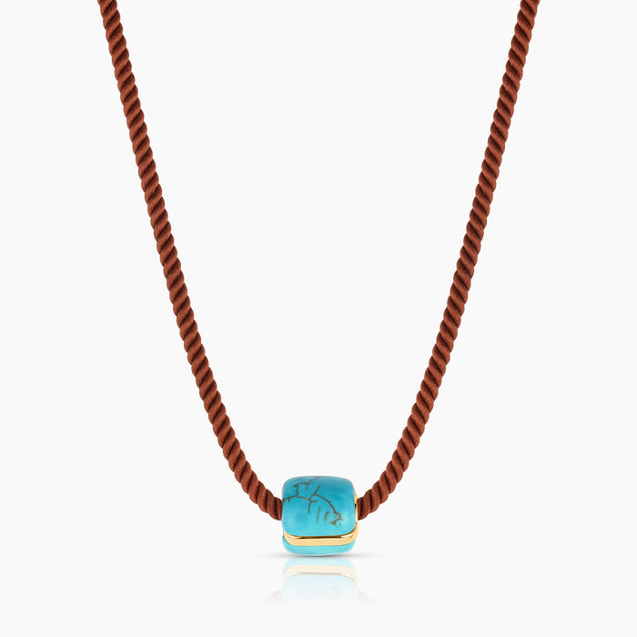 Celine Turquoise Silk Cord Necklace