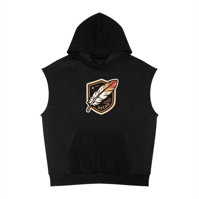 Unisex Panel Mesh Sleeveless Hoodie