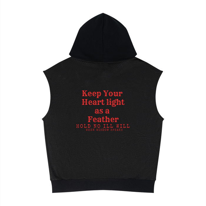 Unisex Panel Mesh Sleeveless Hoodie
