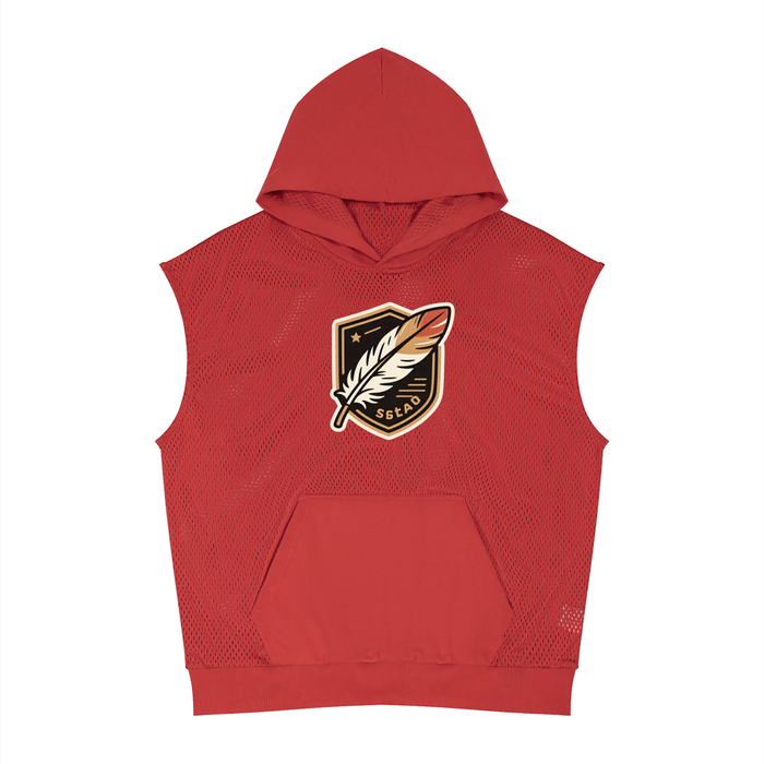 Unisex Panel Mesh Sleeveless Hoodie