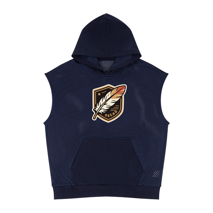 Unisex Panel Mesh Sleeveless Hoodie