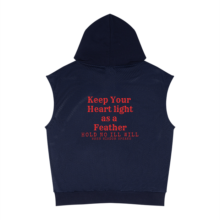 Unisex Panel Mesh Sleeveless Hoodie