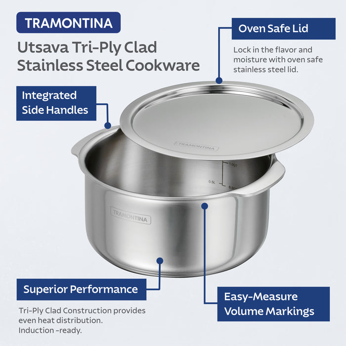 Utsava Tri-Ply Clad Stainless Steel Covered Tope Patila