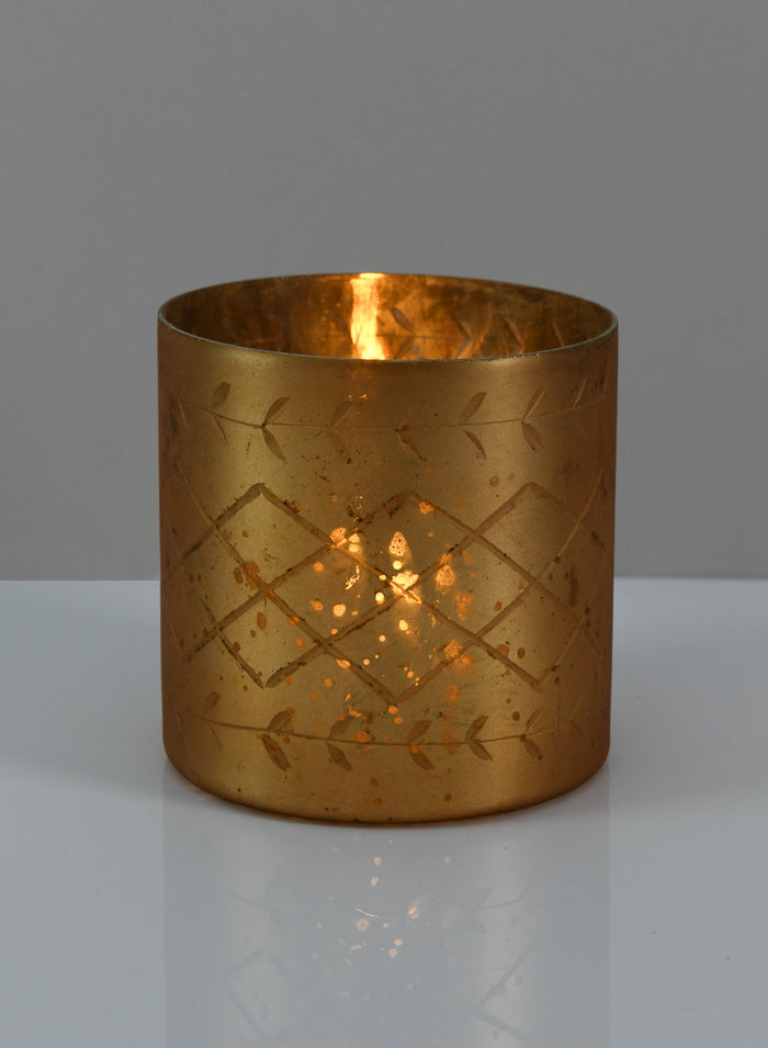 Valencia Aged Gold Mercury Glass Holder Decor Jamali Garden