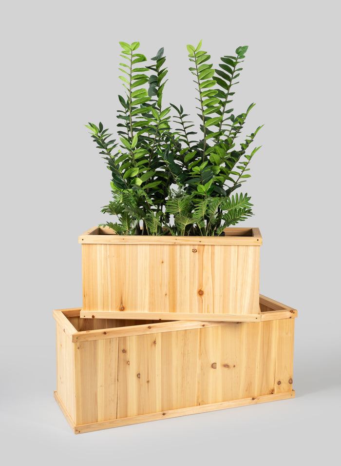 Windham Rectangular Outdoor Deep Wood Planter Box Decor Jamali Garden